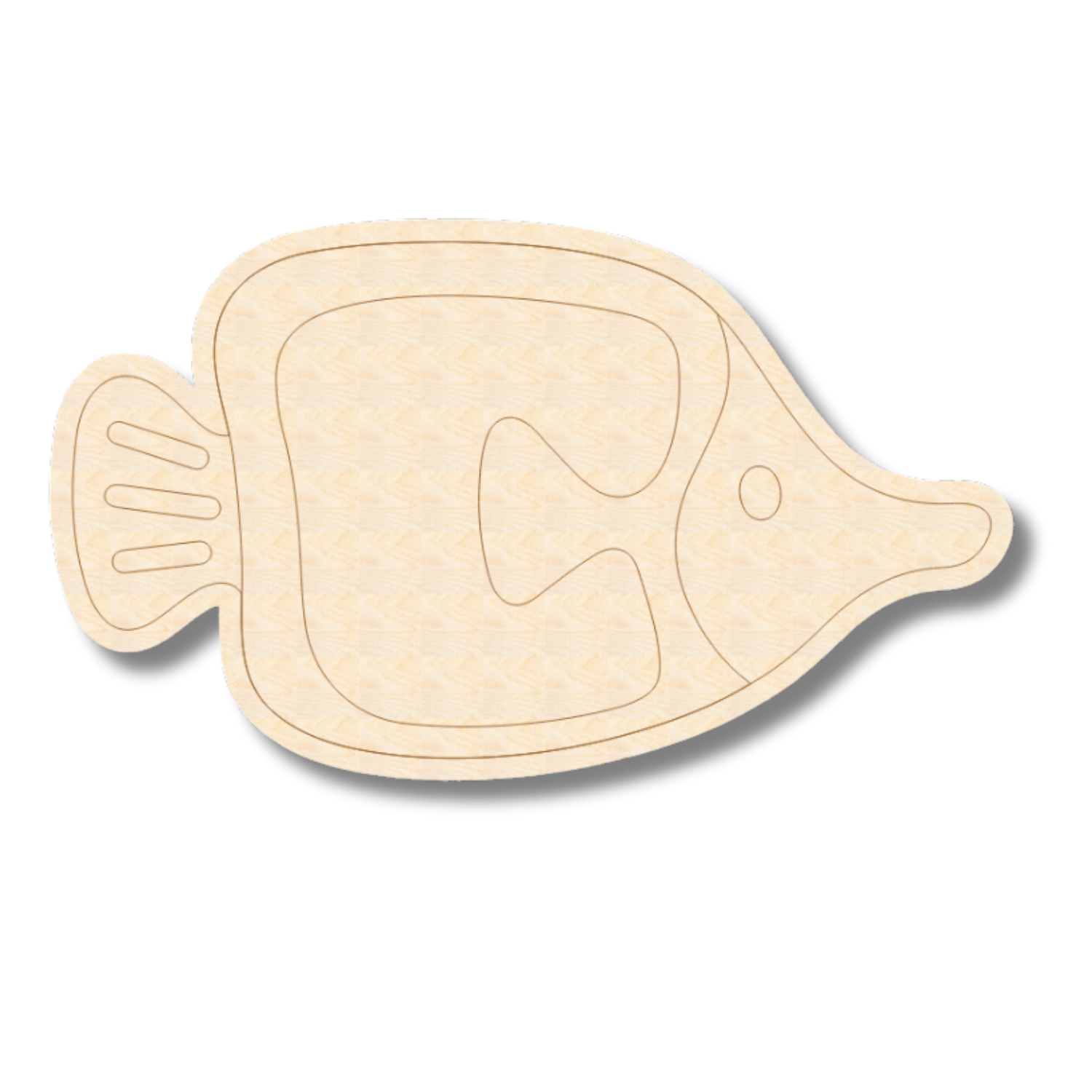 Unfinished Wood Etched Tang Fish Shape | Paint By Line Crafts | up to 30" DIY