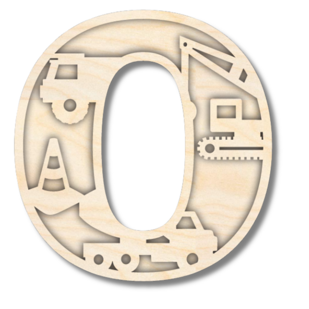 Unfinished Wood Layered Themed Letters | Construction | A-Z | 2 Piece | up to 24"