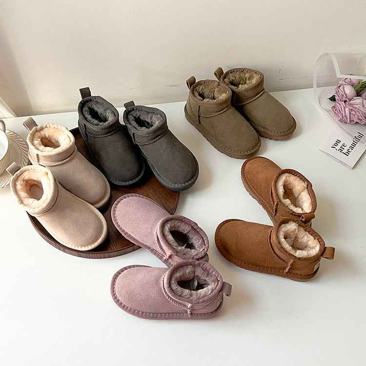 Children's Fur Leather Snow Boots