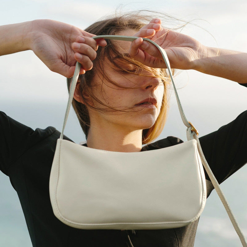 shoulder baguette bag, fashion shoulder bag, bag women's simple and versatile shoulder bag, oil wax leather handbag women hobo