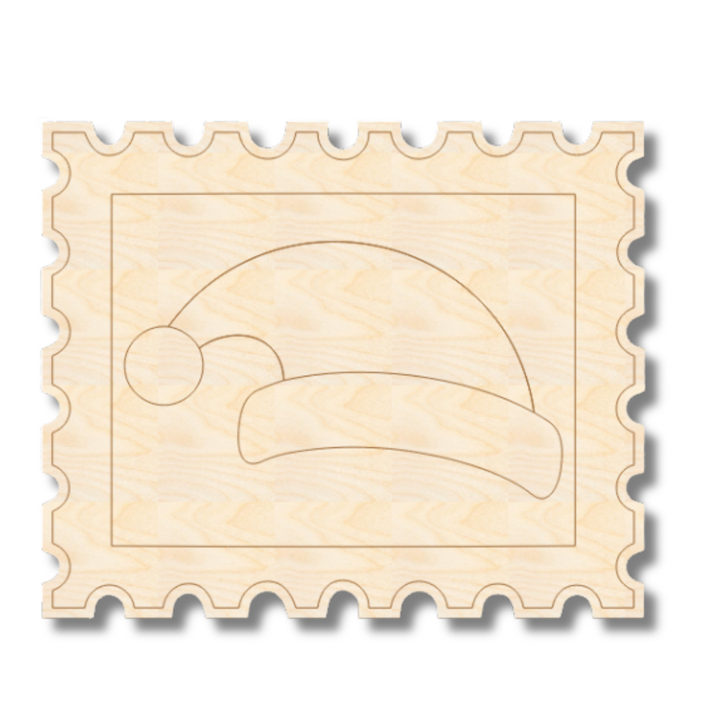 Unfinished Wood Etched Santa Hat Stamp Shape | Paint By Line Crafts | up to 30" DIY