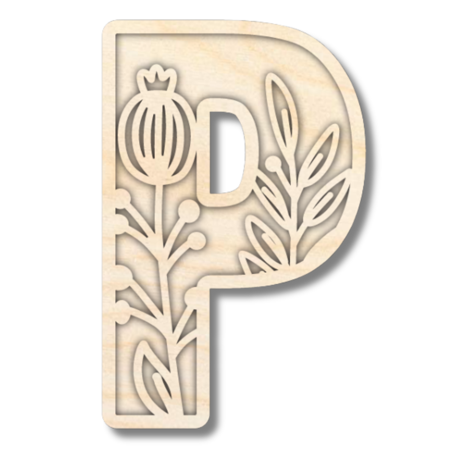 Unfinished Wood Layered Themed Letters | Wild Flowers | A-Z | 2 Piece | up to 24"