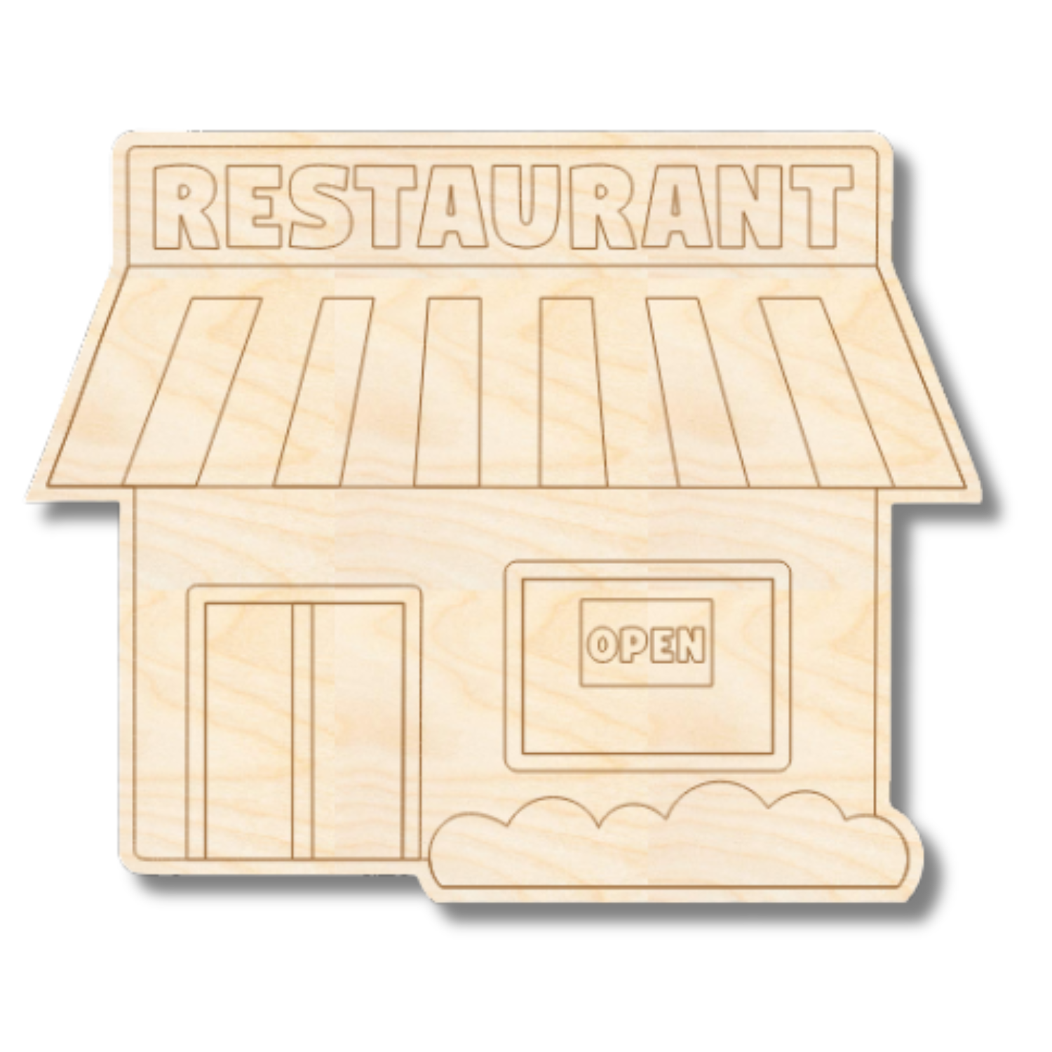 Unfinished Wood Etched Restaurant Shape | Paint By Line Crafts | up to 30" DIY