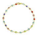 18K Gold Plated Light Multi Color Crystal Square Ankle Bracelet