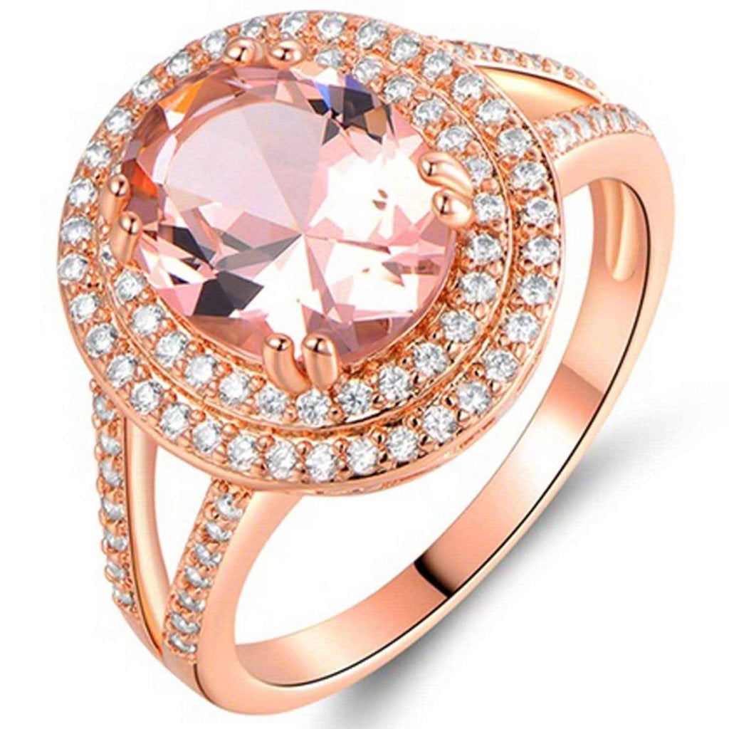 18K Rose Gold Oval-Cut Morganite Engagement Ring - Assorted Sizes