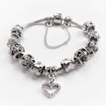 18K White Gold Plated Crystal Heart Charm Bracelet