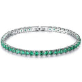 18K White Gold Round Cut Emerald Tennis Bracelet