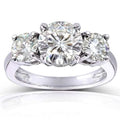 18kt White Gold Plated Lab Created 1.5CTTW 3 Stone Prong Ring