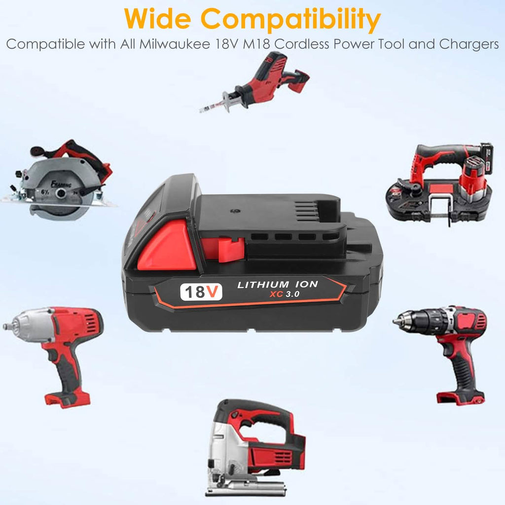 18V Battery Replacement Compatible with Milwaukee M18 Cordless Power Tool
