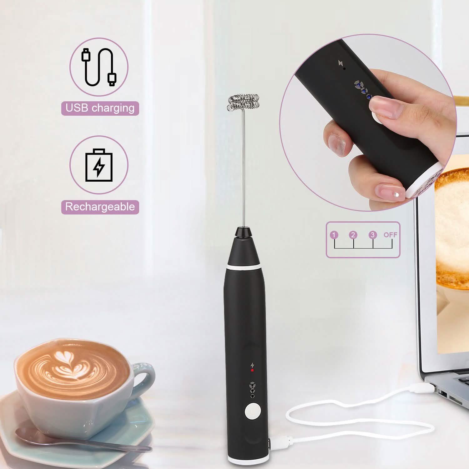 19-Pack: USB Electric Milk Coffee Frother Pitcher Set