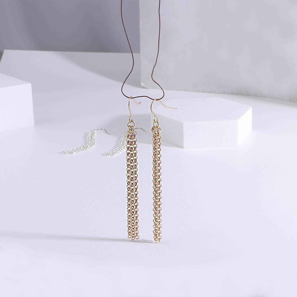 Simple Golden Chain Earrings - Stylish Minimalist Drop Earrings