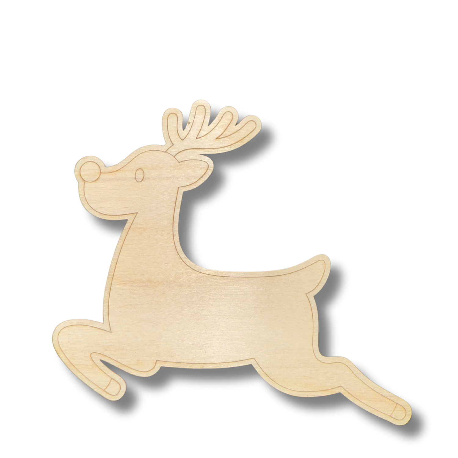 Unfinished Wood Etched Reindeer Shape | Paint By Line Crafts | up to 30" DIY
