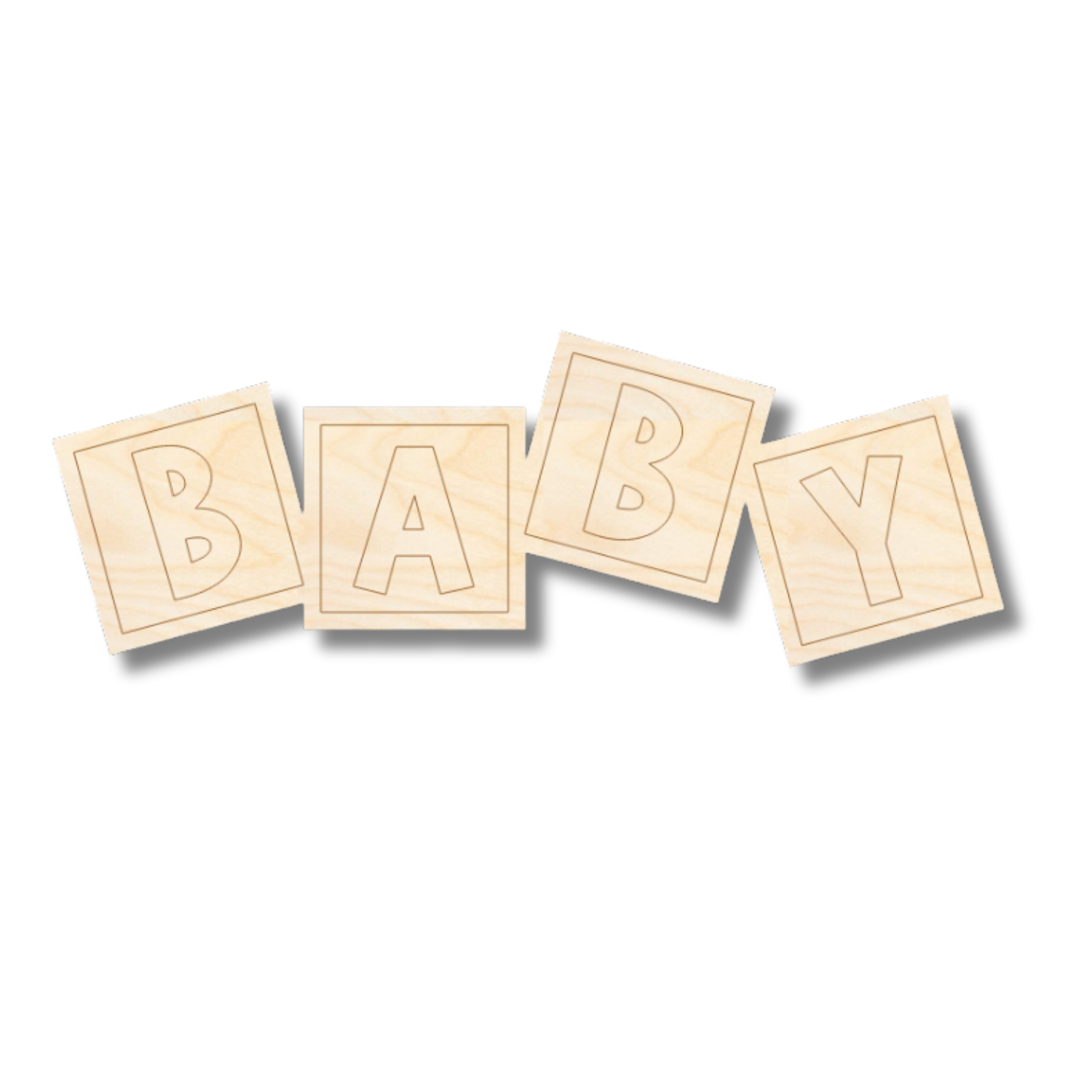 Unfinished Wood Etched BABY Blocks Shape | Paint By Line Crafts | up to 30" DIY