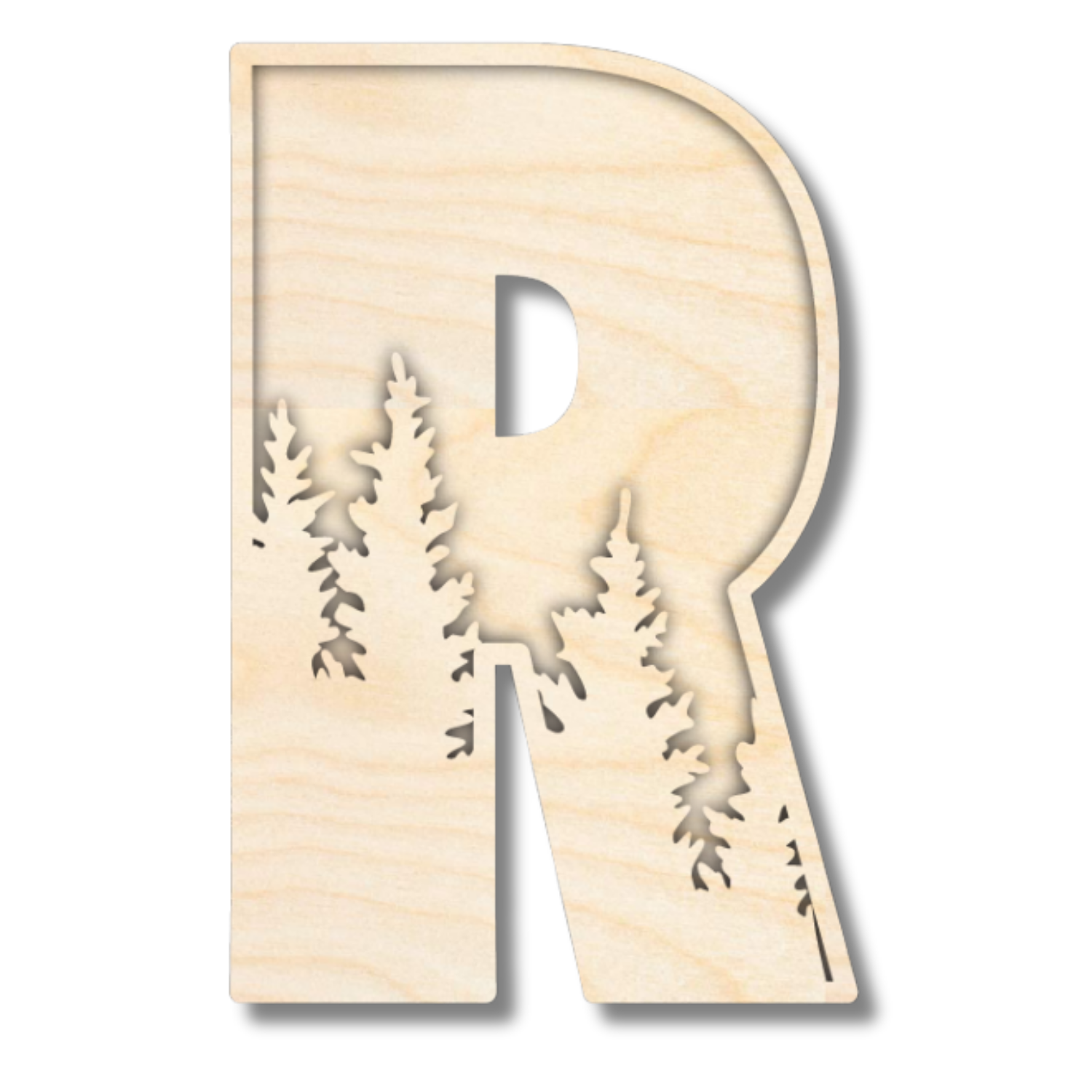 Unfinished Wood Layered Themed Letters | Pine Trees | A-Z | 2 Piece | up to 24"