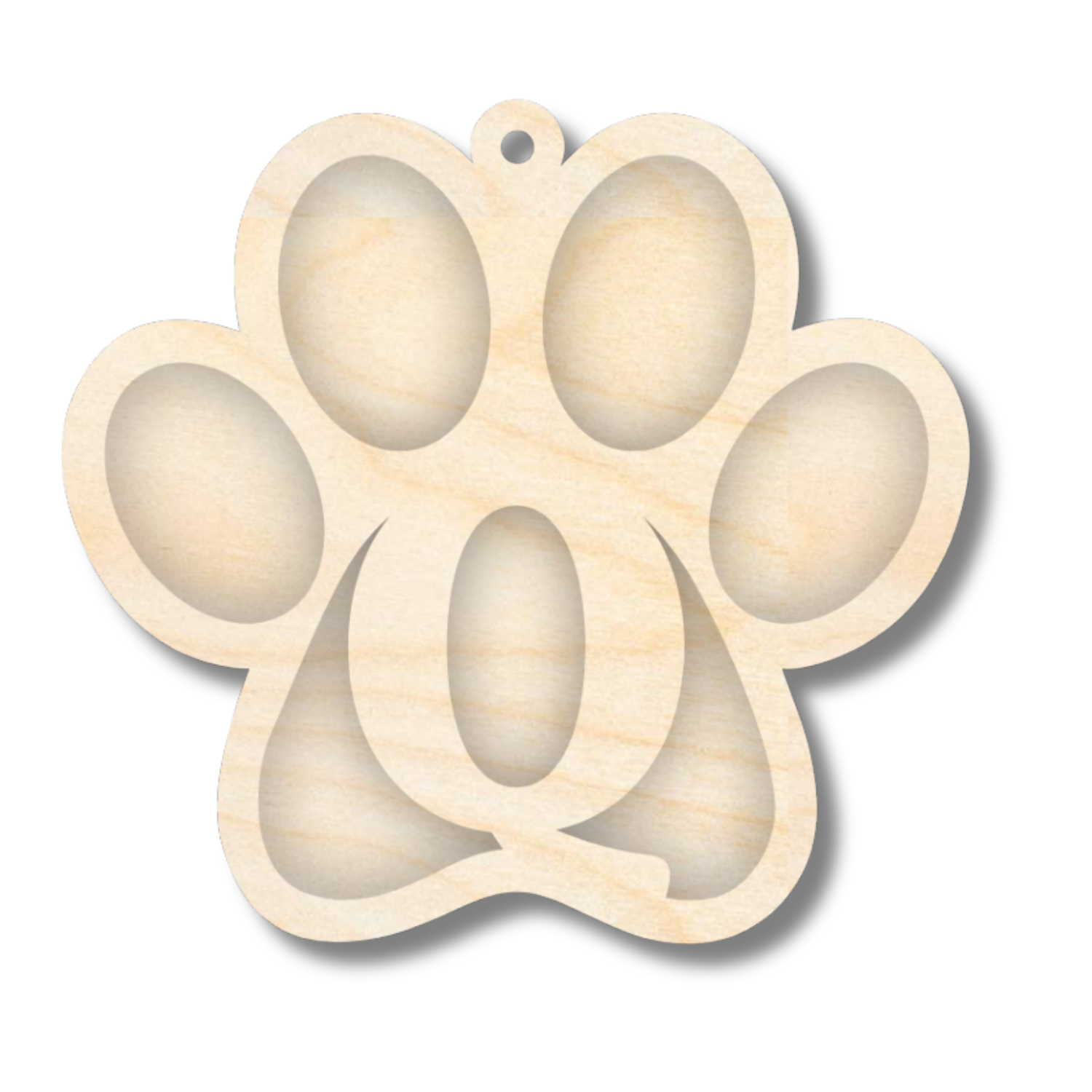Unfinished Wood Layered Letter Paw Print Tags | A-Z | 2 Piece | 5" Wide | 1/8" Wood | Wood Craft DIY
