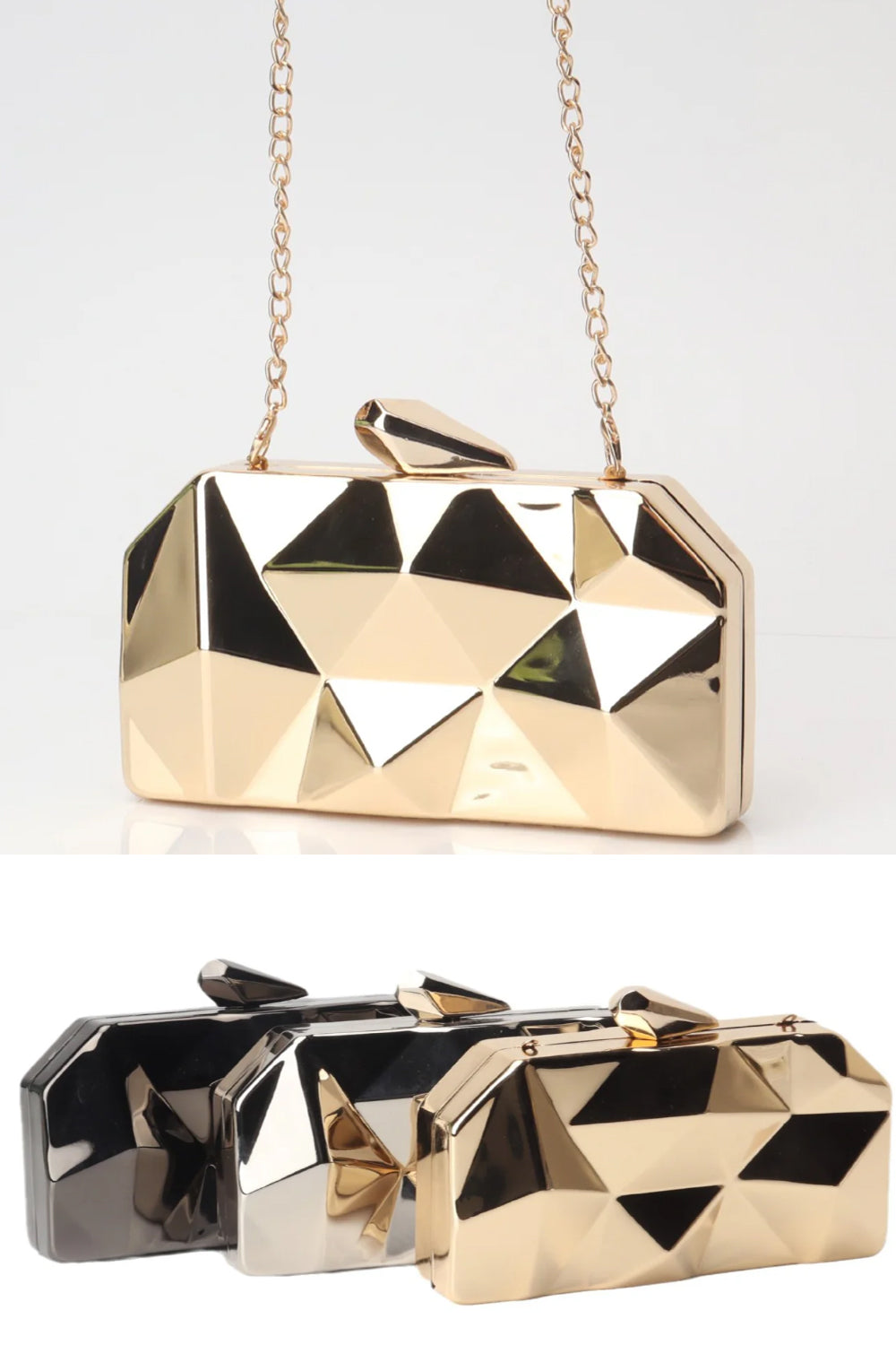 Geometric Lattice Acrylic Evening Bag - Metal Handbag with Chain Evening Clutch Purse