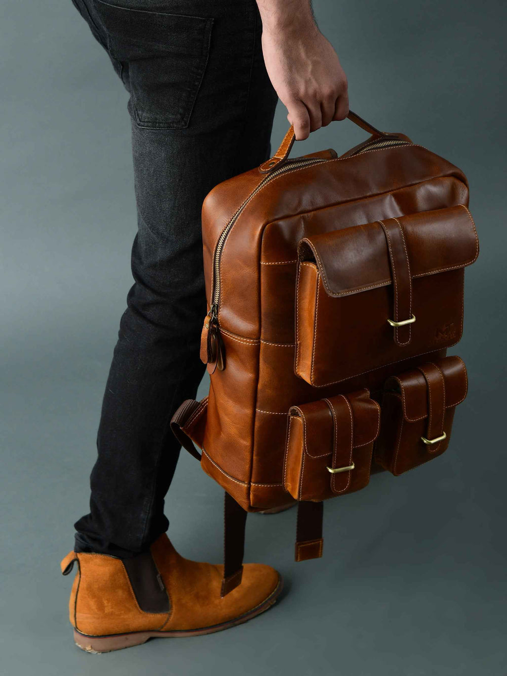 Tan Portland Laptop Backpack