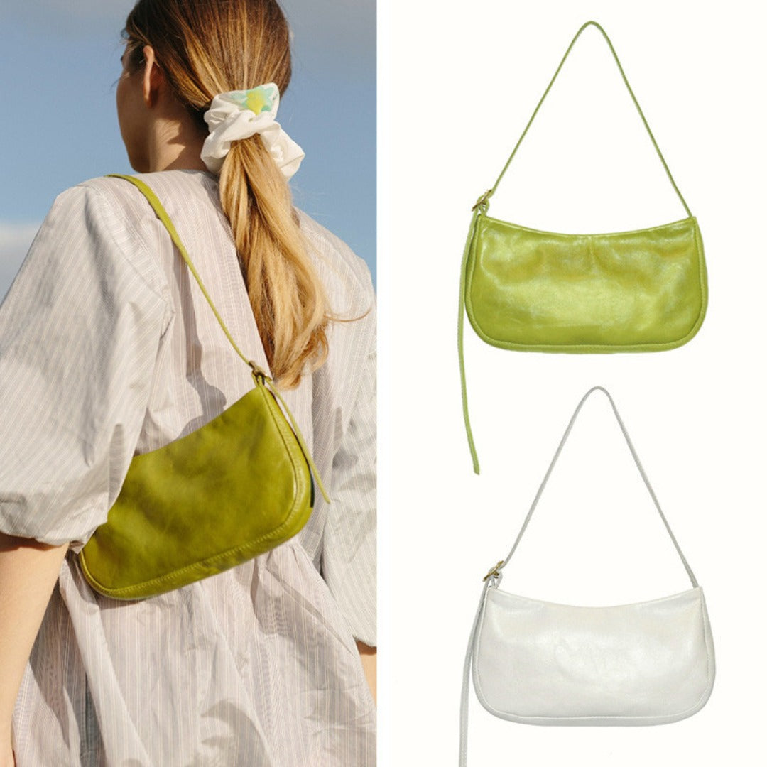 shoulder baguette bag, fashion shoulder bag, bag women's simple and versatile shoulder bag, oil wax leather handbag women hobo