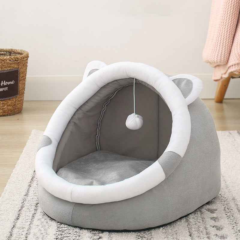 Cat House Universal Four Seasons Enclosed Cat House Dog Bed Winter Warm Pet Bed Cat Villa