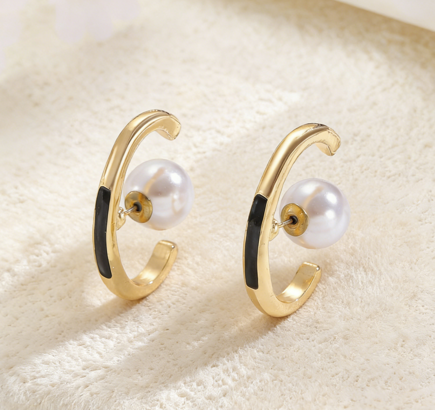 Gold Square Ear Cuffs with Resin