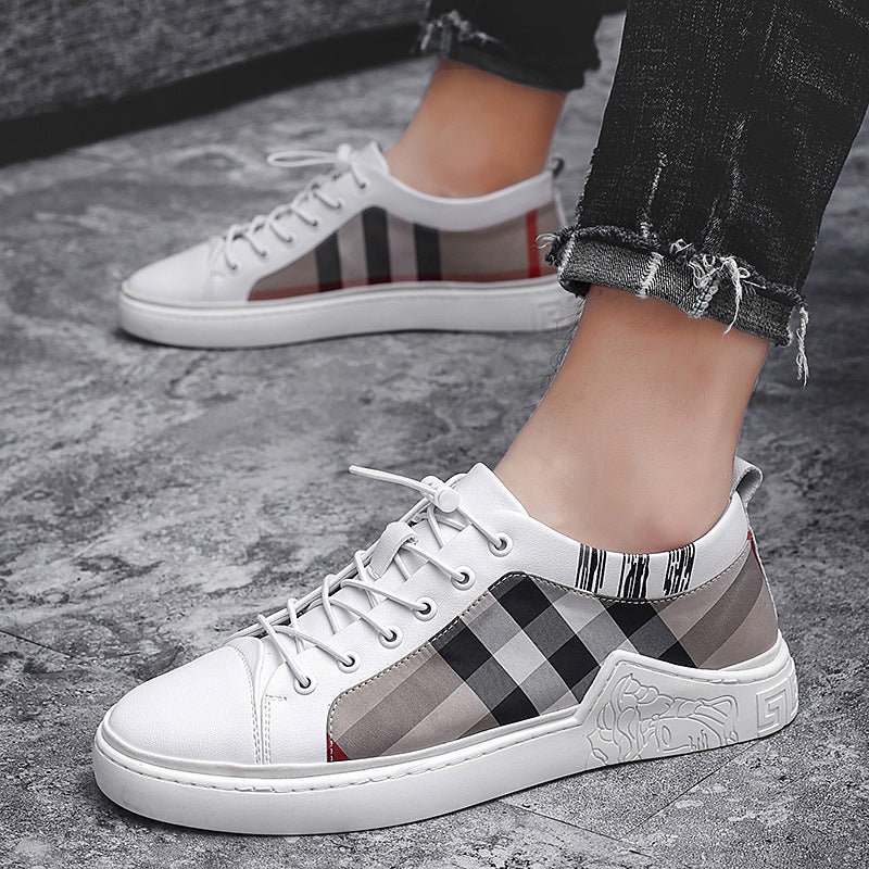 Black Mens Fashion Sneakers Breathable Skateboard Shoes High Quality Trainers Shoes Casual Genuine Leather Casual Shoes Fashion Comfortable Walking Shoes