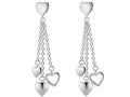 Long Dangling Heart Earrings in White Gold