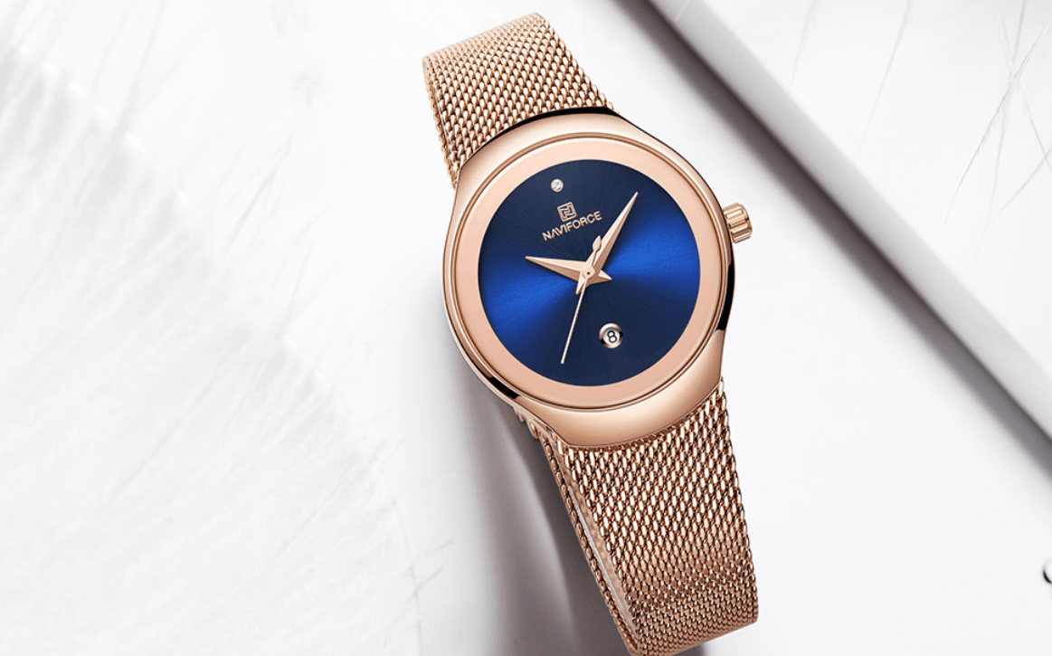 Women's Elegant Stainless Steel Watch With Braided Steel Bracelet Excellent Background Waterproof Wristwatch Unique Design Perfect Gift
