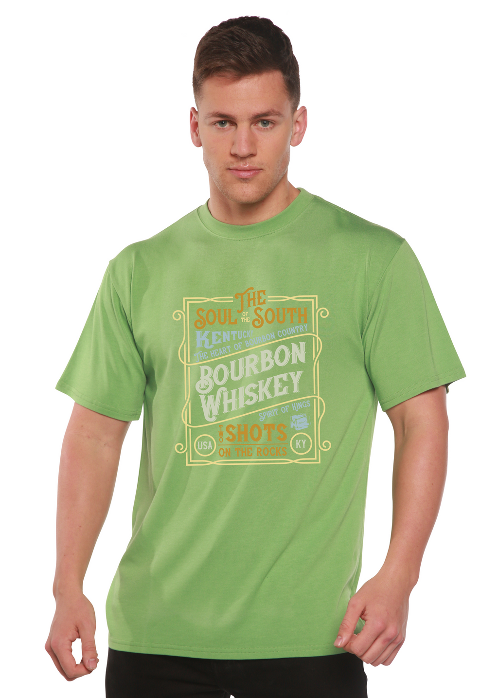 Bourbon Whiskey Men's Bamboo Viscose/Organic Cotton Short Sleeve Graphic T-Shirt