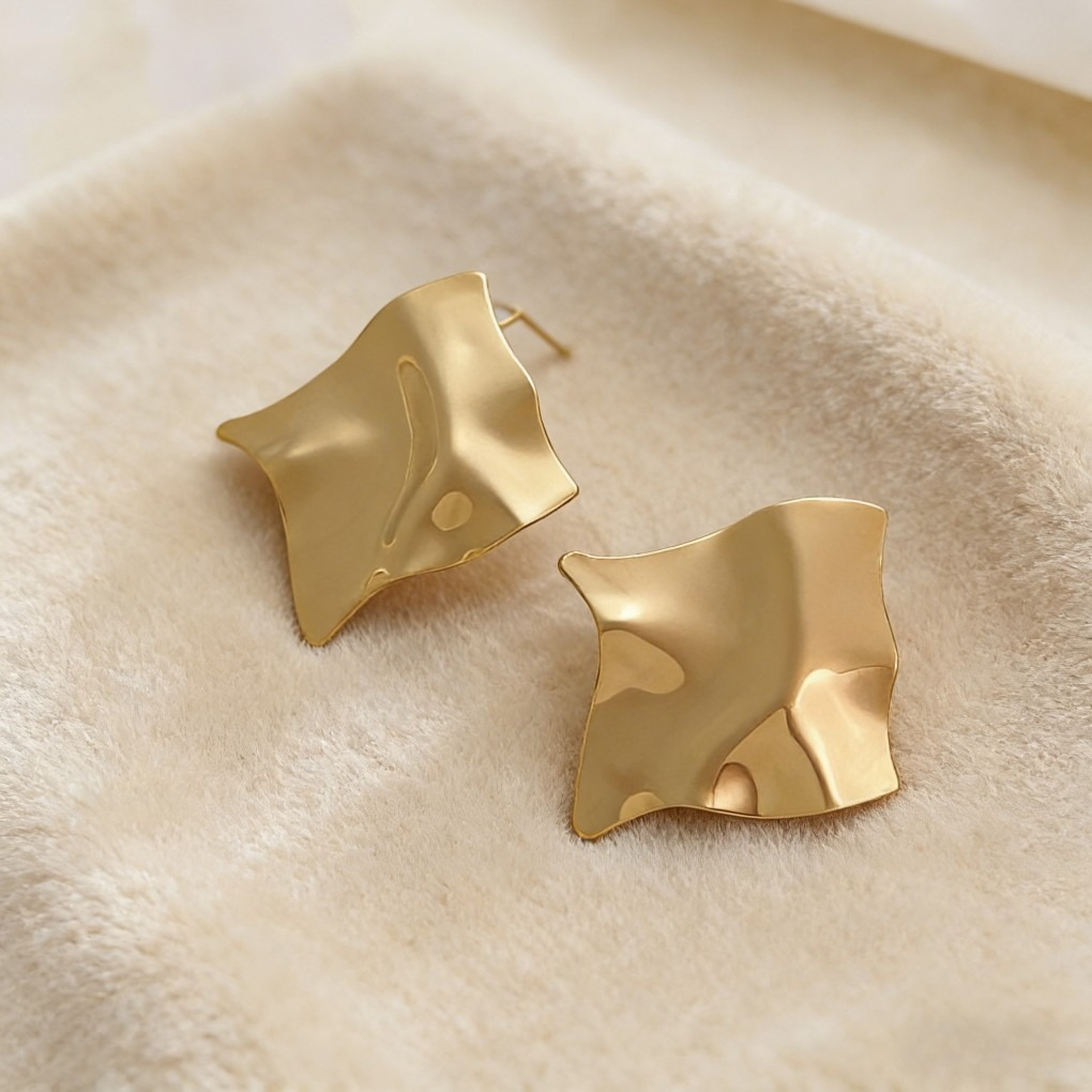 Vintage Textured Wrinkle Geometric Earrings