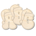 Unfinished Wood Layered Letter Santa Hat Tags | A-Z | 4 Piece | 6" Tall | 1/8" Wood | Wood Craft DIY