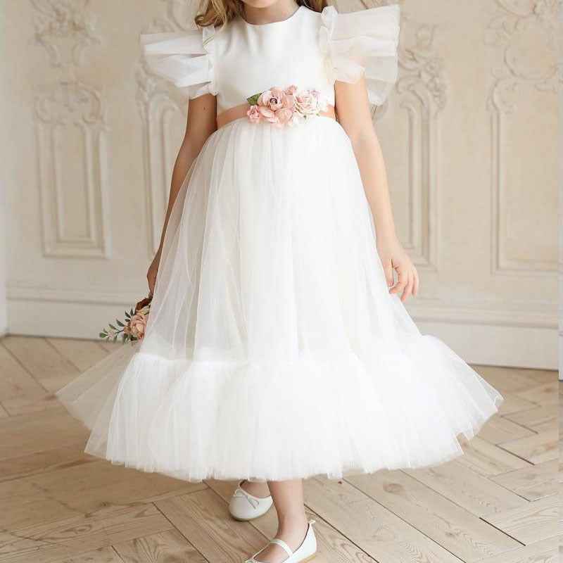 Girls' Birthday Princess Dress With Fluffy Yarn