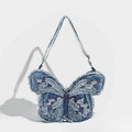 Design washed denim bag, butterfly shaped bag, punk denim bag, shoulder bag, backpack purse for women