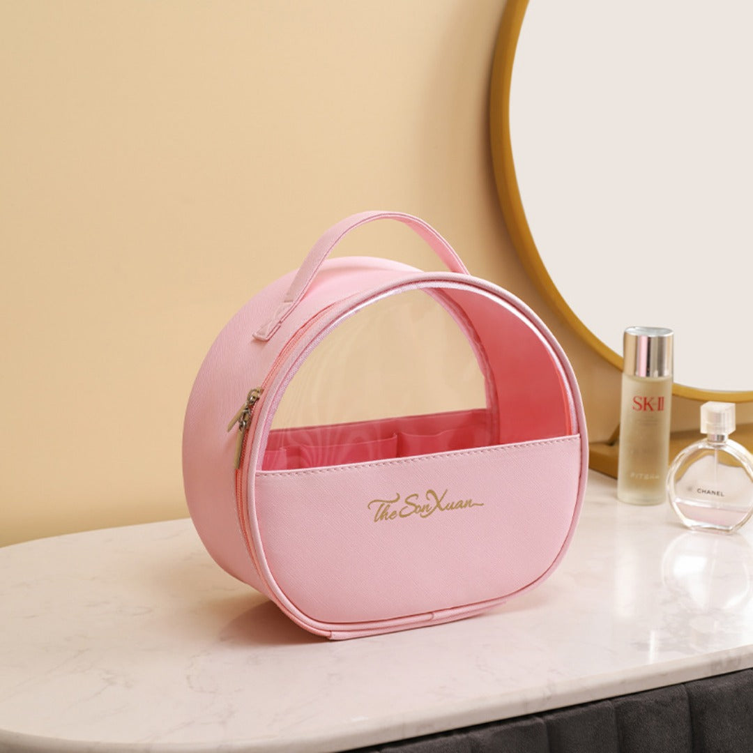 Portable large-capacity travel translucent cosmetic bag, Pu multi-functional waterproof toilet bag, portable skin care product storage bag, makeup bag organizer,Makeup bags, small