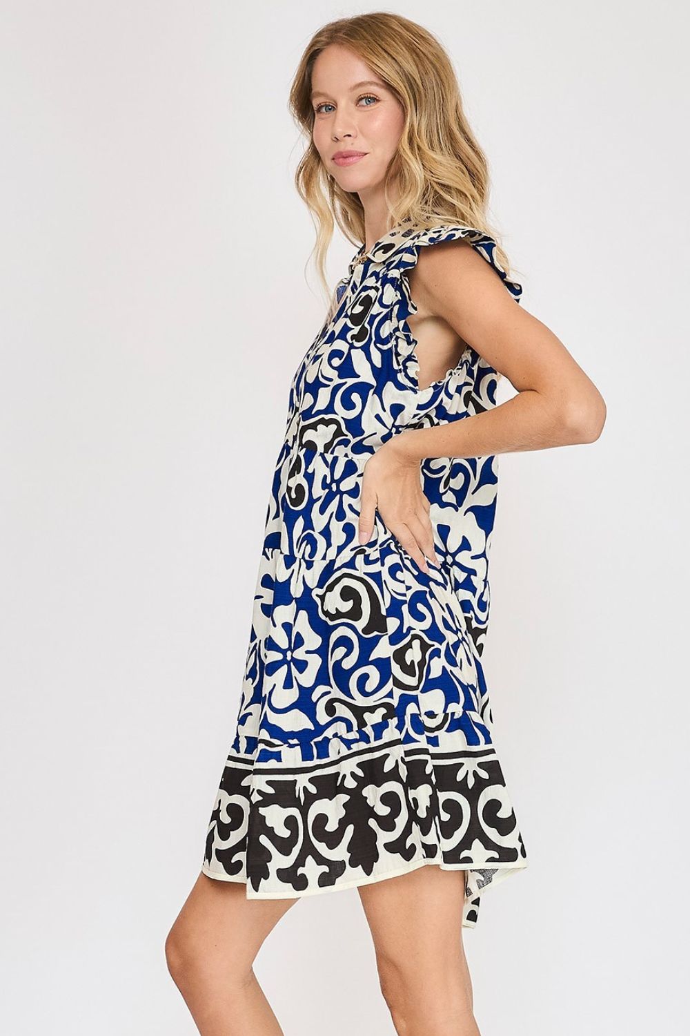 Floral Ruffled Cap Sleeve Tiered Dress For Women – Feminine Floral Print Dress with Ruffled Cap Sleeves and Playful Tiered Design