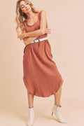 Round Neck Midi Tank Dress with Pockets Casual, Comfortable & Functional for Everyday Wear