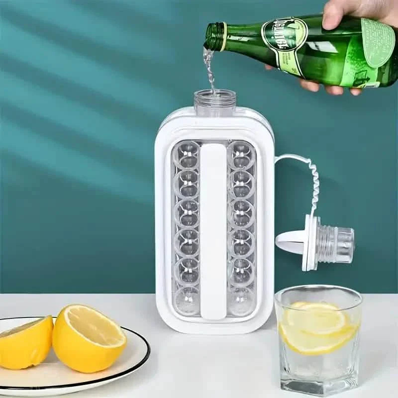 2-in-1 Portable Ice Ball Maker Kettle With 17 Grids Flat Body Lid Cooling Ice Pop/Cube Molds