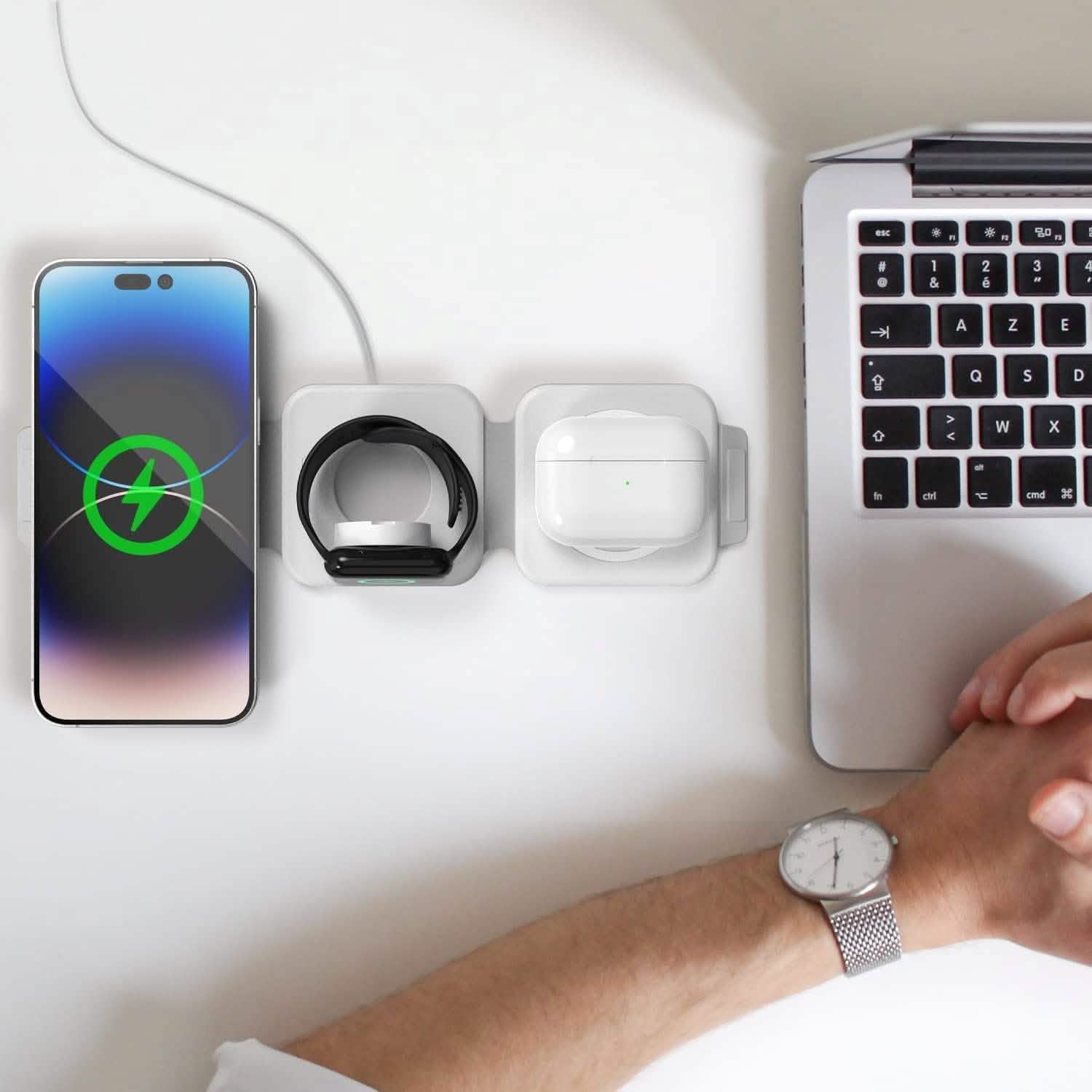 2-Pack: 3-in-1 Travel Charging Station for AirPods, Apple Watch and iPhone
