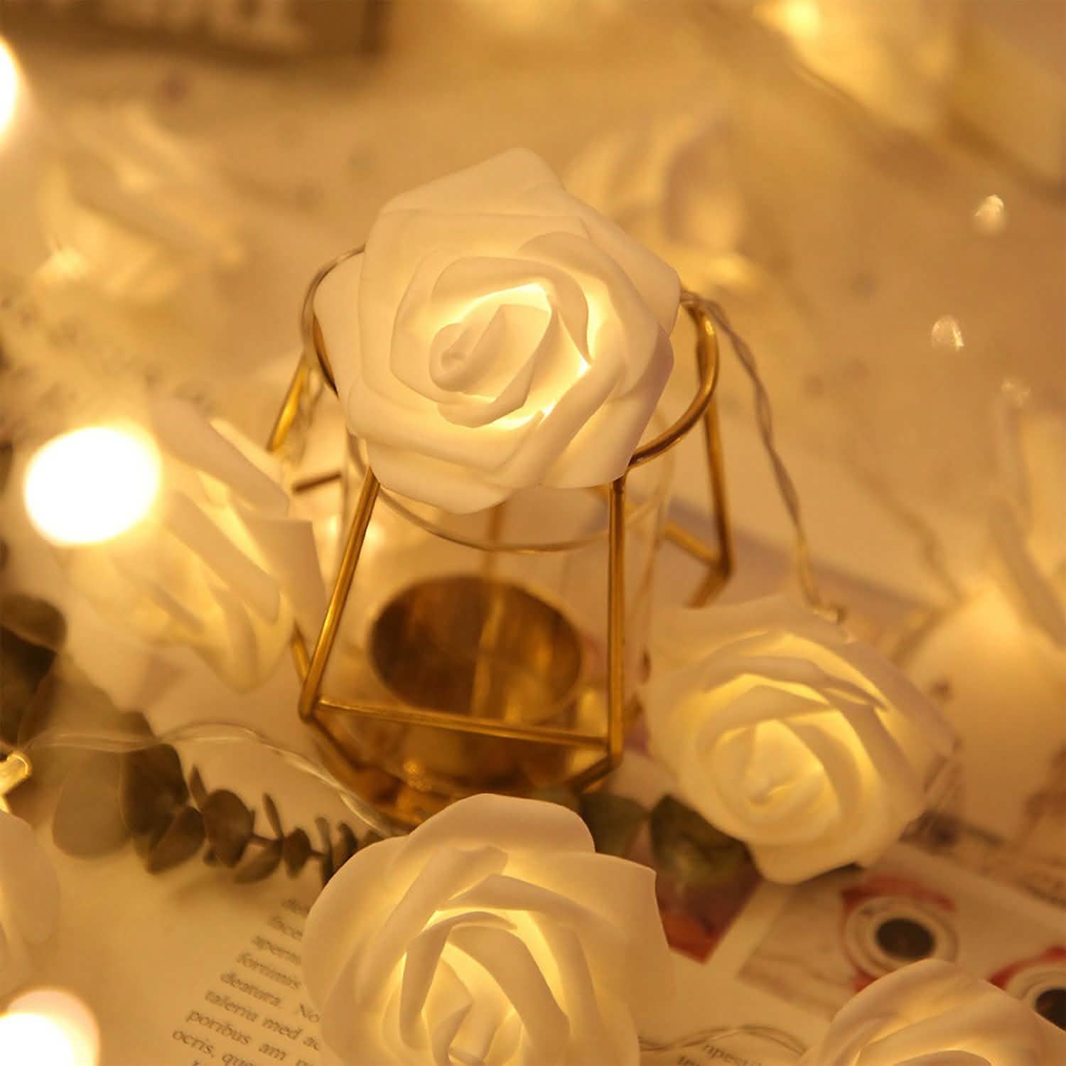 2-Pack: 40 LEDs Rose Flower String Lights