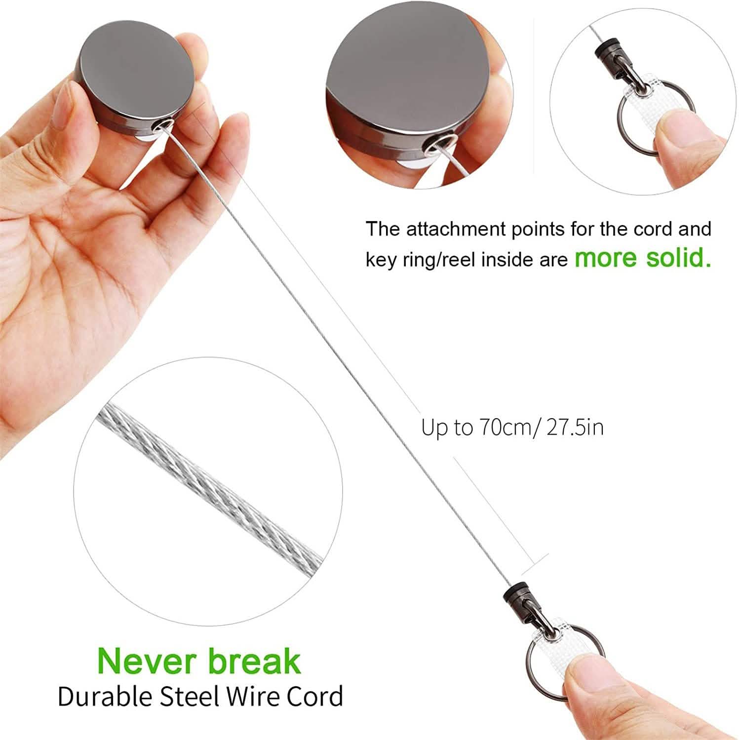 2-Pack: Heavy Duty Retractable Badge Holder Reel