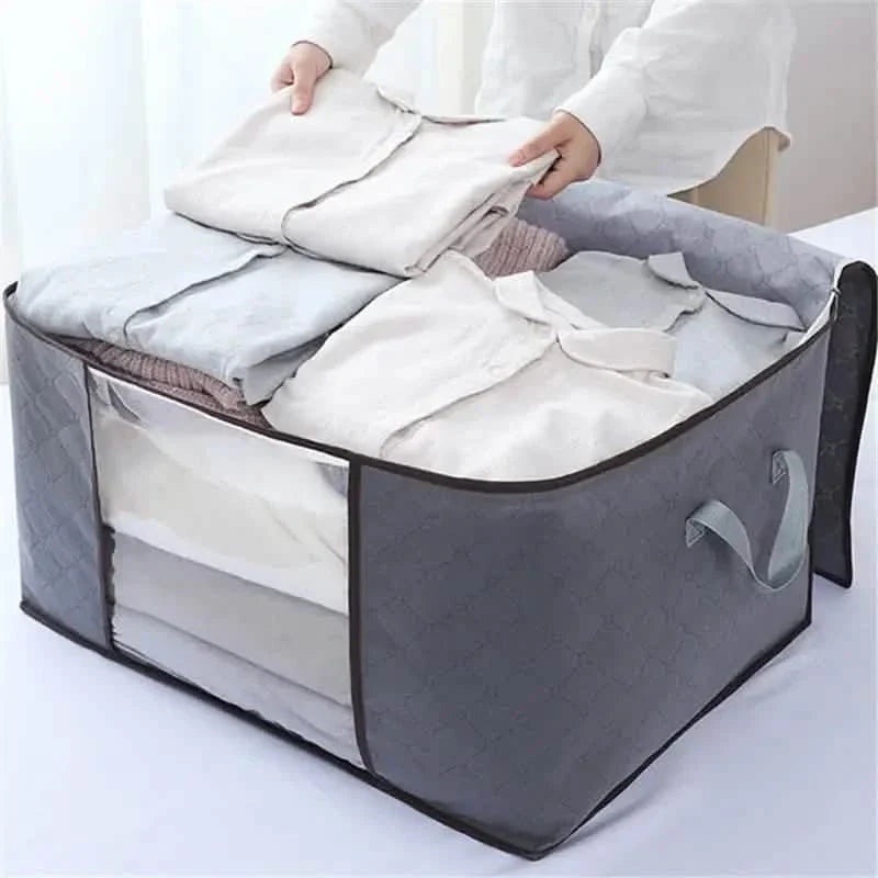 2-Pack: Large Storage Bag Organizer with Reinforced Handle, Clear Window & Sturdy Zippers