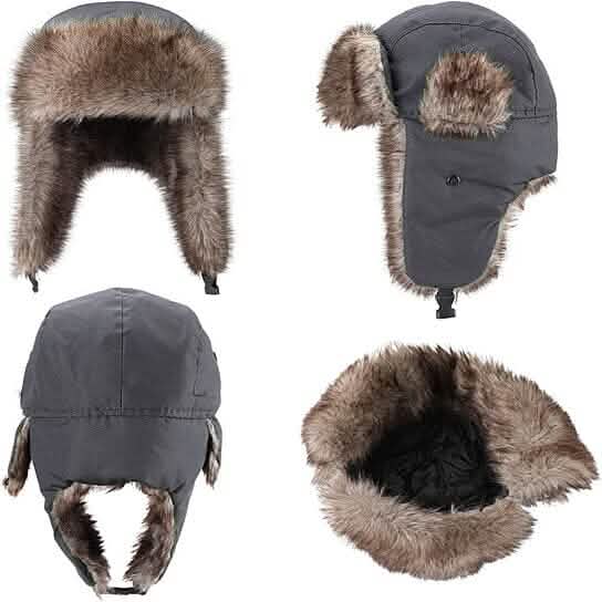 2-Pack: Men's Ushanka Winter Faux Fur Hat with Ear Flaps