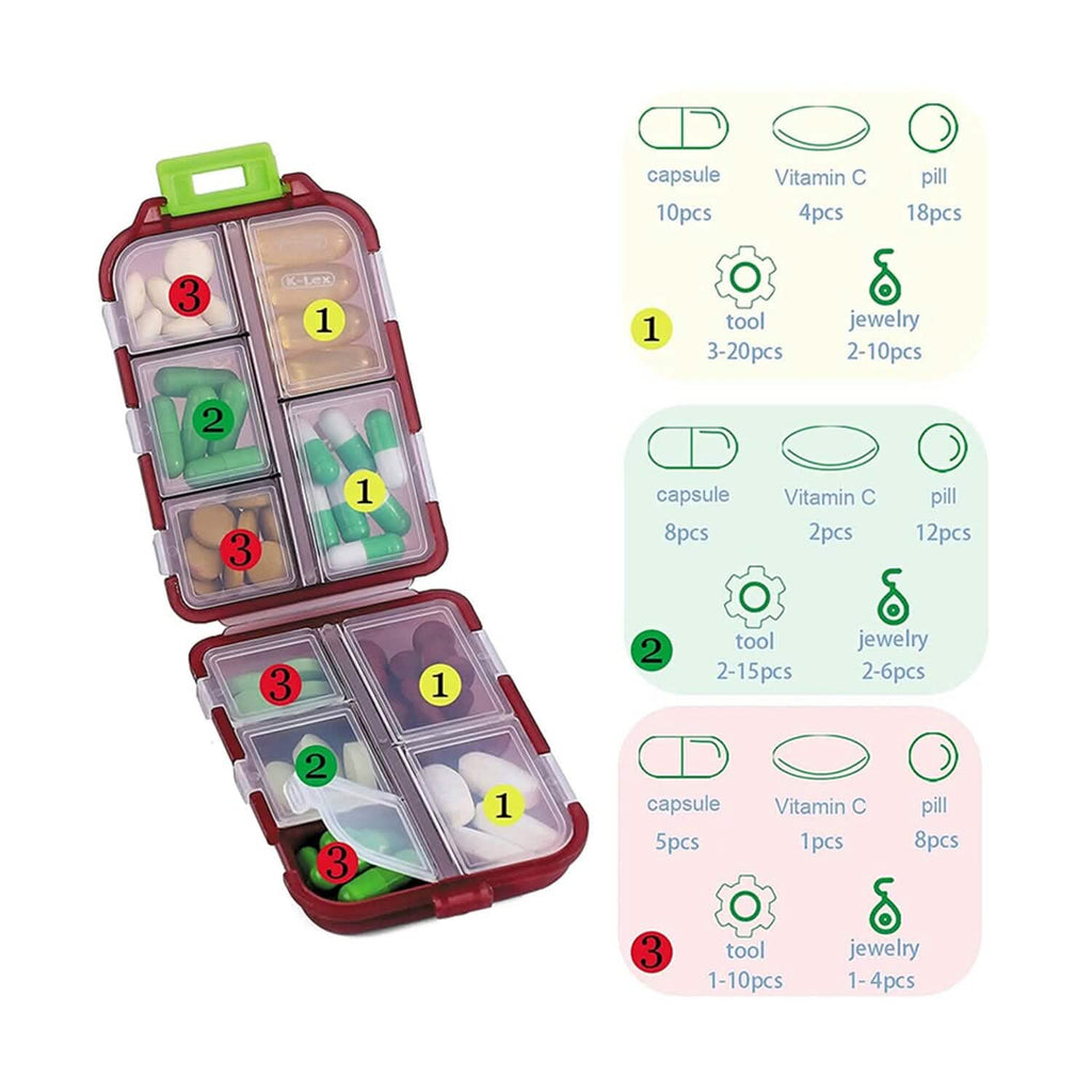 2-Pack: Portable Weekly Travel Pill Organizer Case