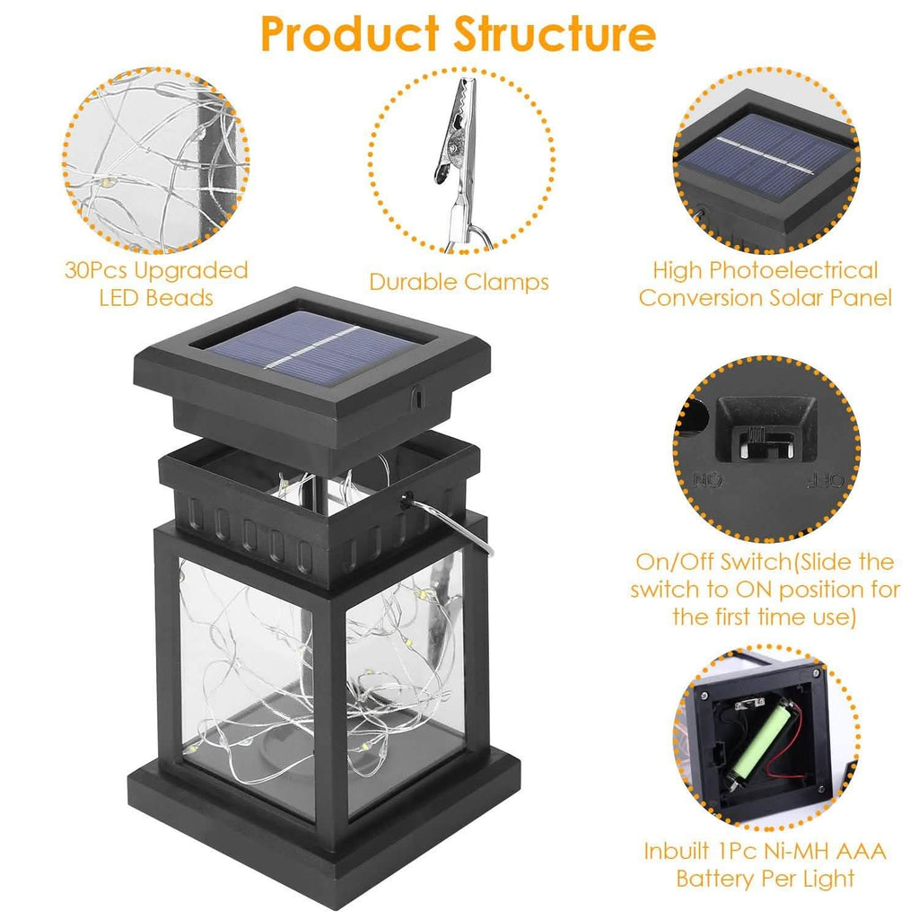 2-Pack: Solar Powered Hanging Lights 30 LED Beads