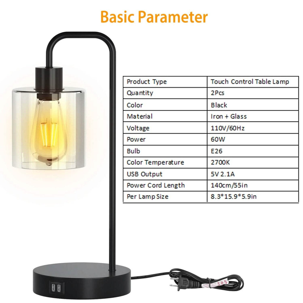 2-Pack: Touch Control Table Lamp