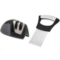 2-Pack: Ultra Sharp Knife Sharpener and Stainless Steel Vegetable and Meat Slicer Holder