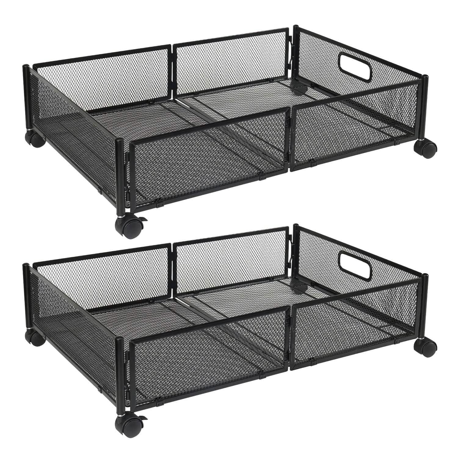 2-Pack: Under Bed Storage Container Foldable Rolling Storage Bin
