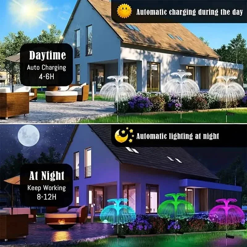 2-Pack: Waterproof Solar Jellyfish Fiber Optic Light