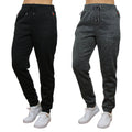 2-Pack Women's Loose-Fit Marled Fleece Jogger Sweatpants With Zipper Pockets