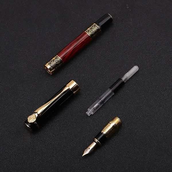 2-Pack: Wood Grain Classical Fountain Pen Ballpoint Pen