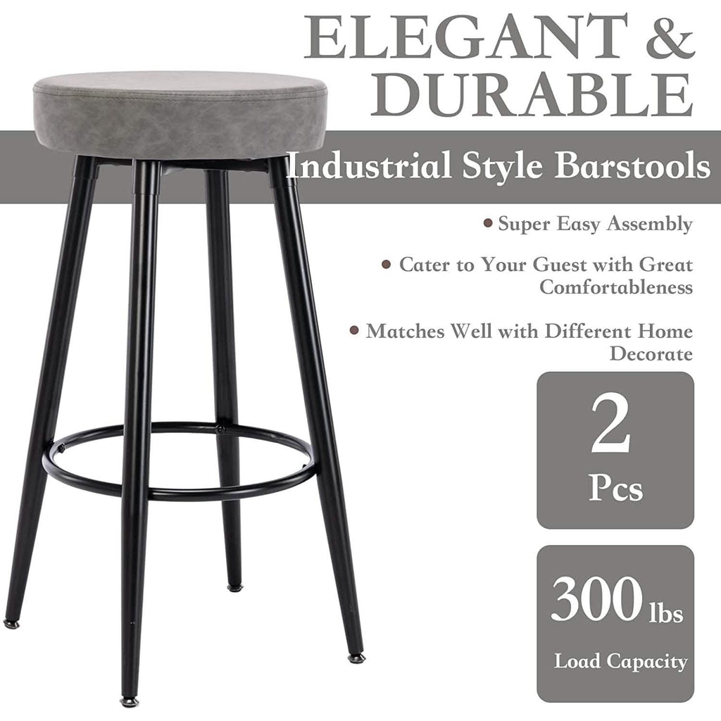 2-Piece: 28'' Metal Bar Stools Set